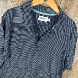 Wellen Striped Polo Shirt Hemp Organic Cotton Navy Blue Men Size Large Huckberry